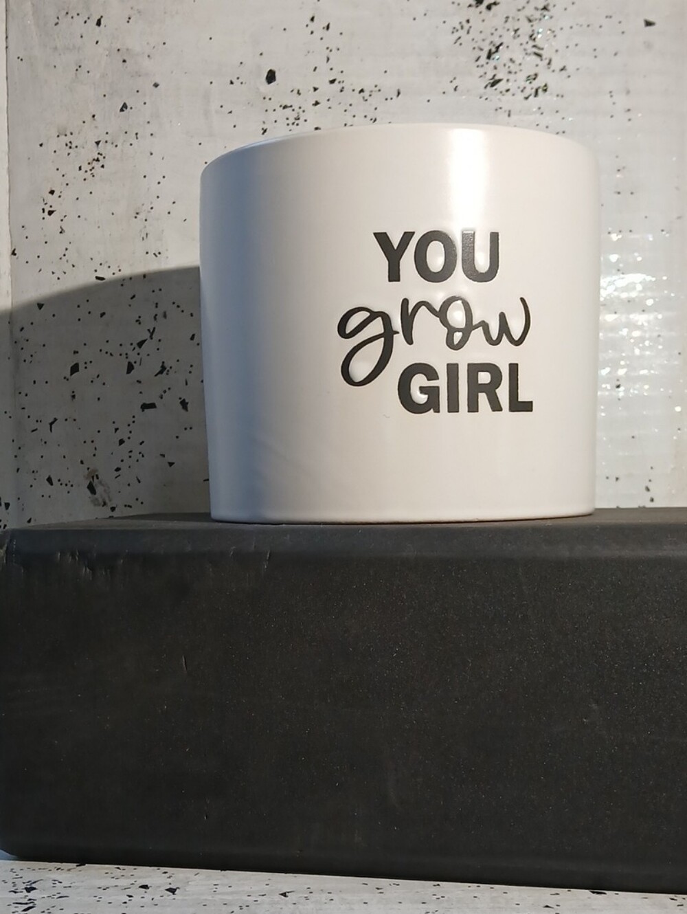 You Grow Girl - A Ceramic Planter White/black Lettering